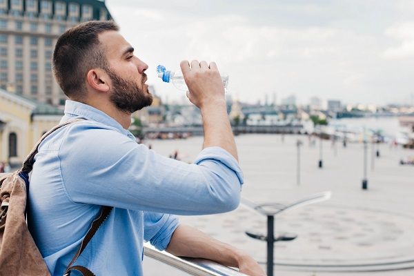 Man drinking from a bottle of water