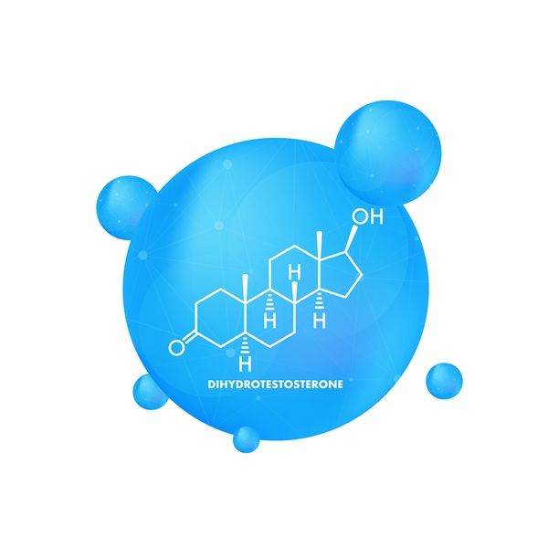 Dihydrotestosterone DHT, androstanolone, stanolone hormone molecule
