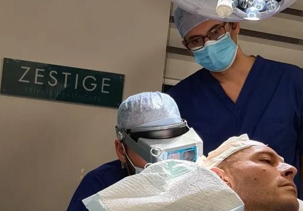 Doctor in Zestige Private Healthcare clinic during a hair transplant